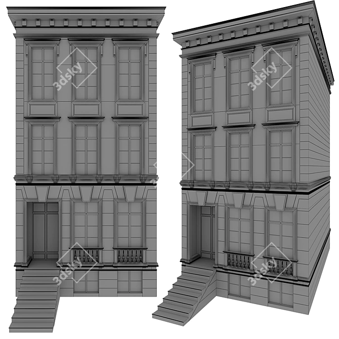 Detailed Neoclassic Building Model 3D model image 4