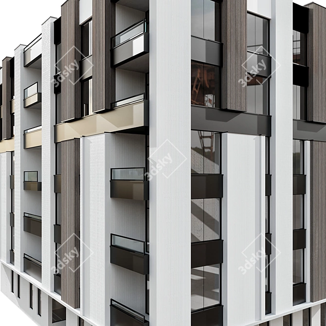 Detailed Building Model with Railing 3D model image 4