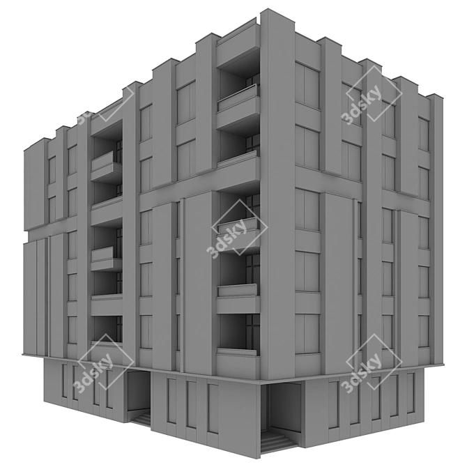 Detailed Building Model with Railing 3D model image 6