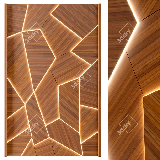 American Walnut 3D Wall Panel 3D model image 3