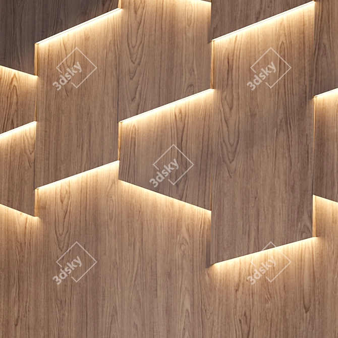 European Oak 3D Wall Panel 3D model image 4