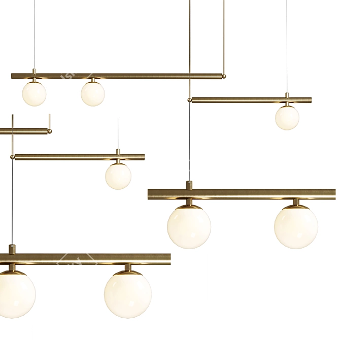 Satellite Gold Pendant Lamp 3D model image 3