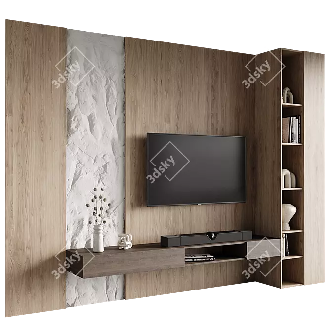 Modern TV Wall Set 3D 3D model image 1