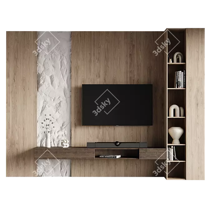 Modern TV Wall Set 3D 3D model image 2