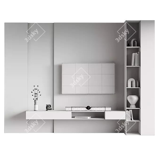 Modern TV Wall Set 3D 3D model image 4