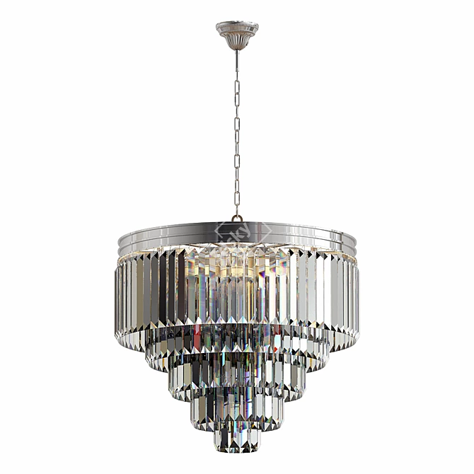  1920s Odeon Glass Fringe Chandelier 3D model image 1