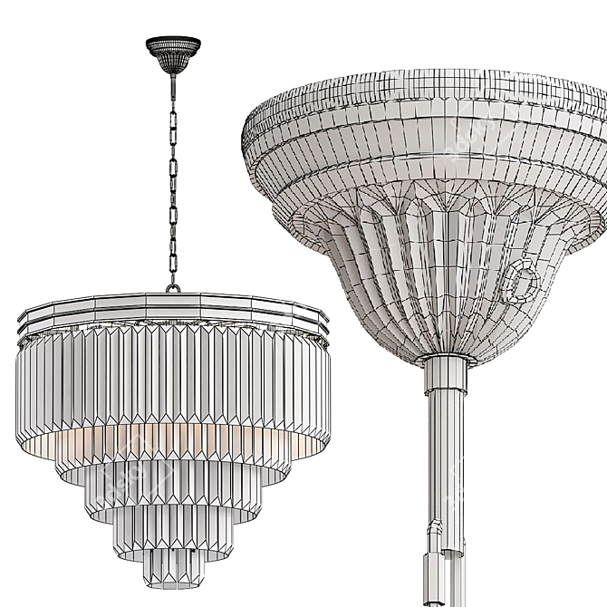  1920s Odeon Glass Fringe Chandelier 3D model image 3