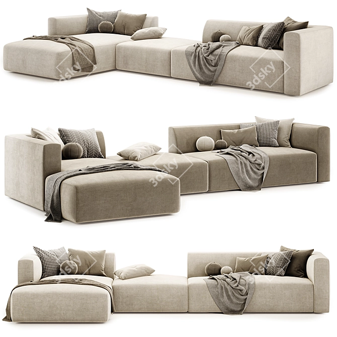 Dual-Tone Match Sofa Set 3D model image 1