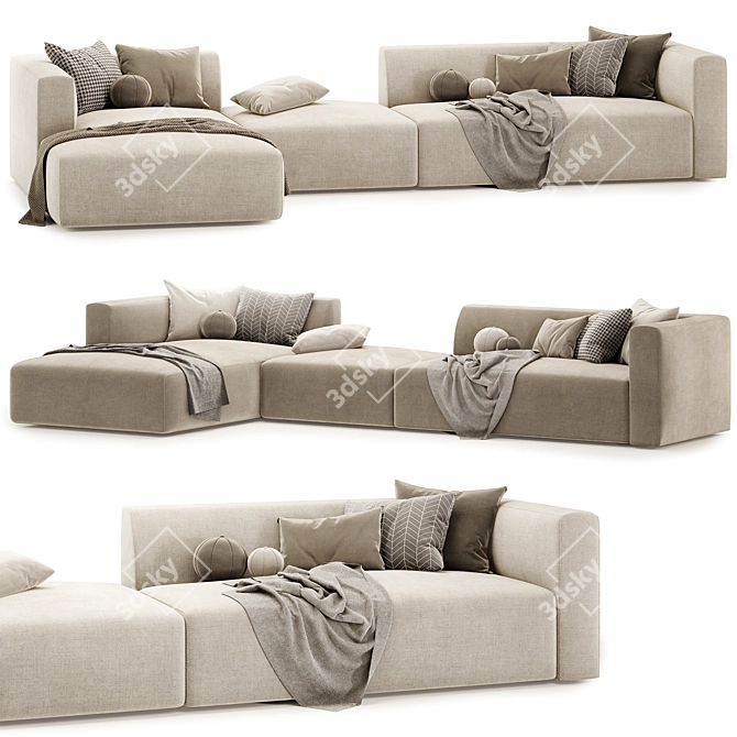 Dual-Tone Match Sofa Set 3D model image 2