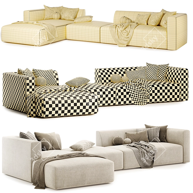 Dual-Tone Match Sofa Set 3D model image 3