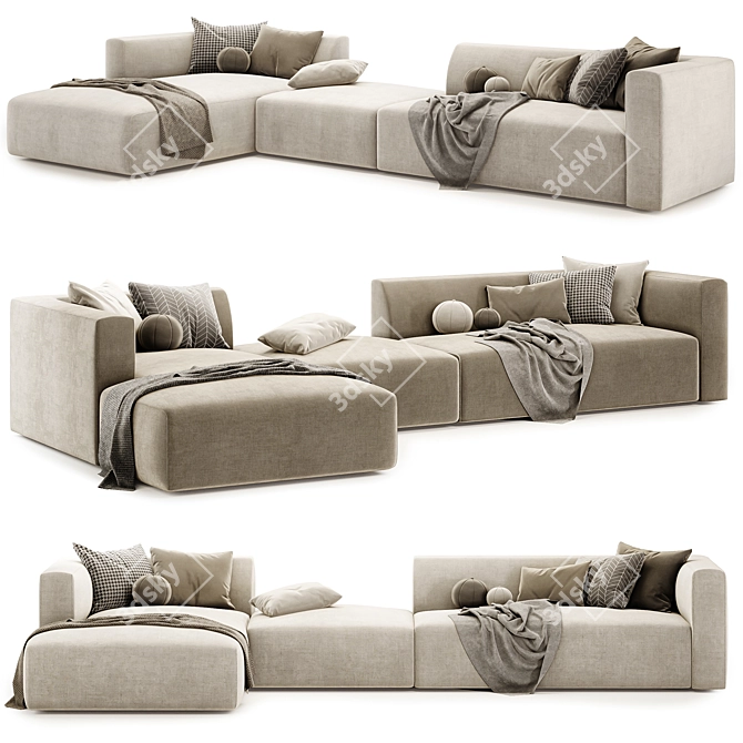 Dual-Tone Match Sofa Set 3D model image 4