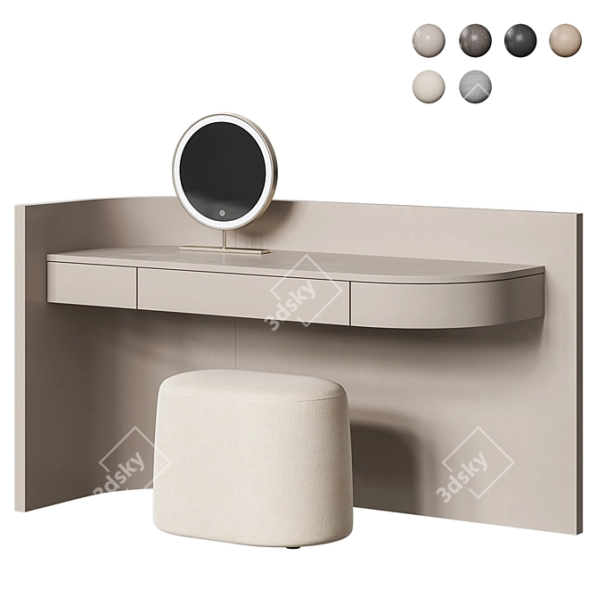 Elegant Vanity Table with Mirror 3D model image 4