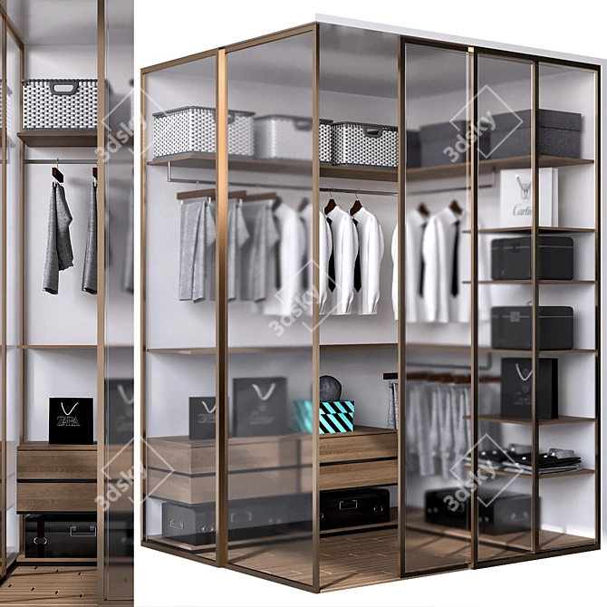 Customizable Wardrobe with Decorative Elements 3D model image 1