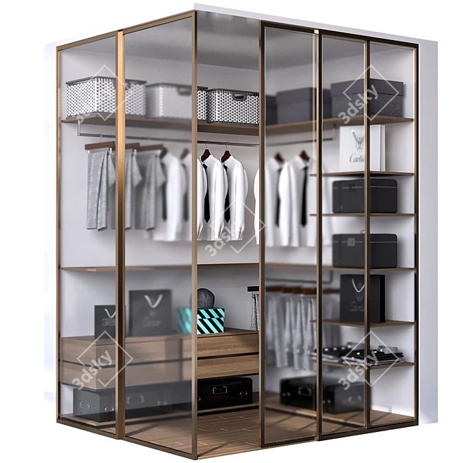 Customizable Wardrobe with Decorative Elements 3D model image 2