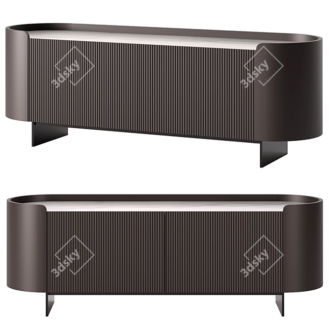 Contemporary Wooden Sideboard Design 3D model image 4