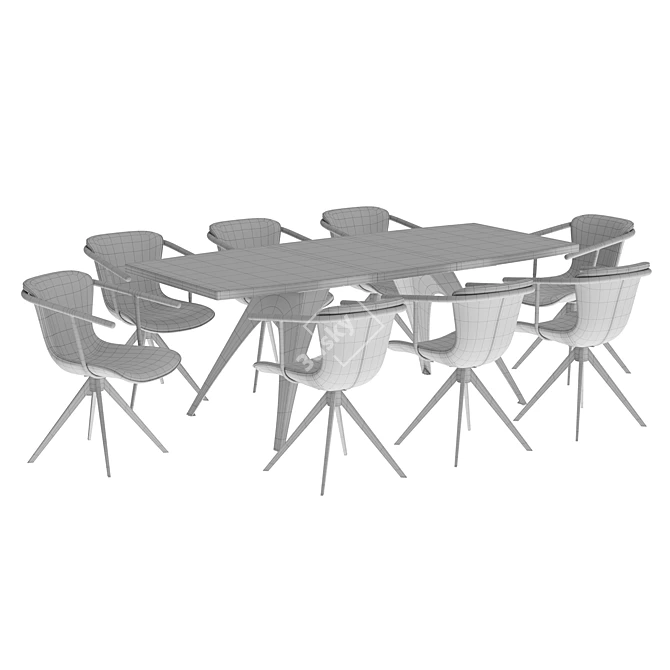 Modern Dining Chair & Table 3D model image 6