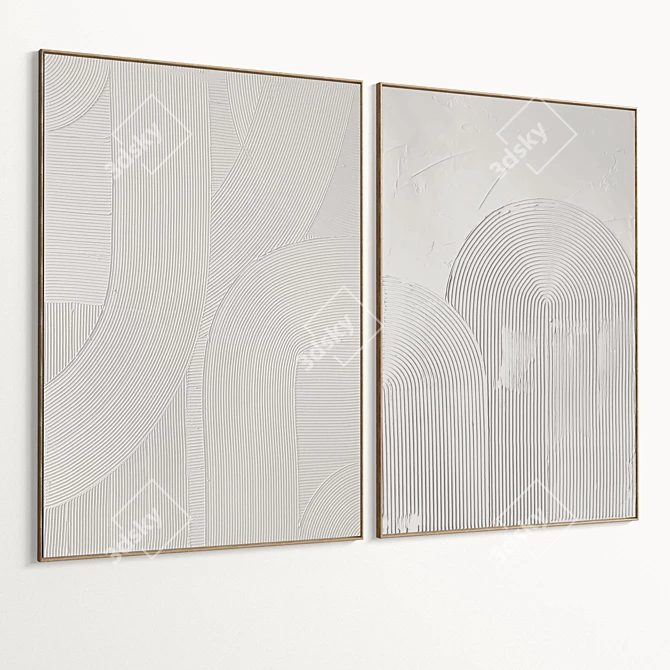 Textured Plaster Dual Photo Frame 3D model image 2