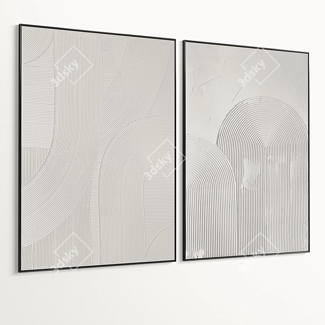 Textured Plaster Dual Photo Frame 3D model image 6