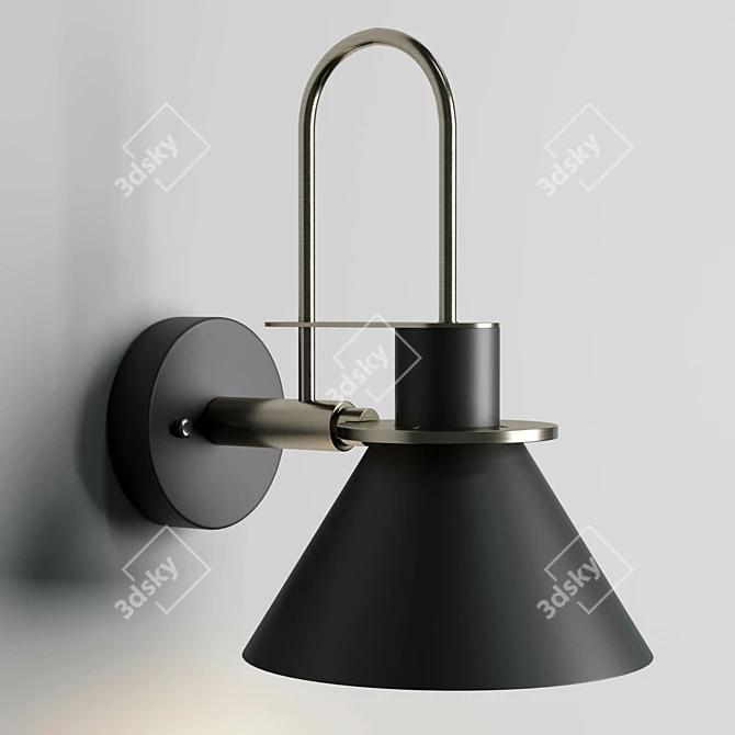 Sleek Nordic Metal Wall Sconce 3D model image 5