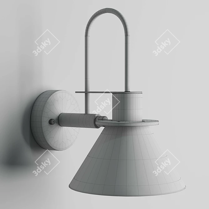 Sleek Nordic Metal Wall Sconce 3D model image 6