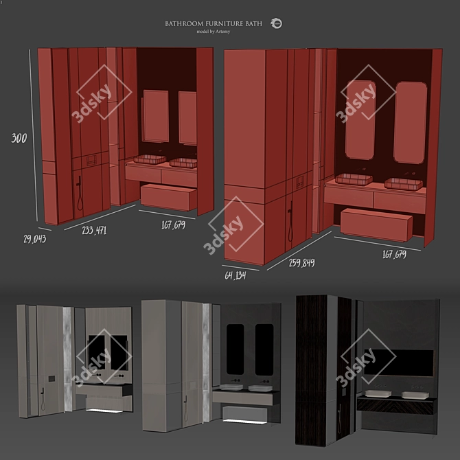 Bathroom Furniture Set 69 3D model image 6