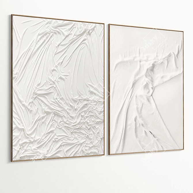 Plaster Dual Photo Frames Set 3D model image 2