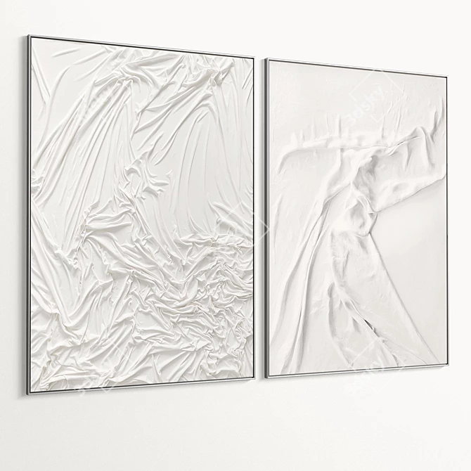 Plaster Dual Photo Frames Set 3D model image 4