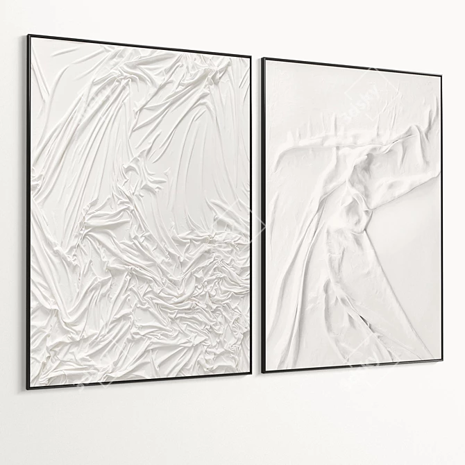 Plaster Dual Photo Frames Set 3D model image 6