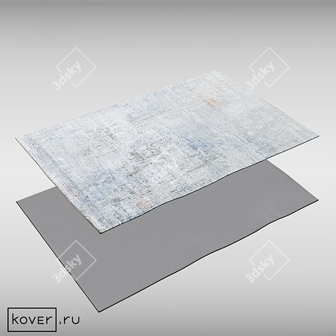 Modern Abstract Art Silk Rug 3D model image 2