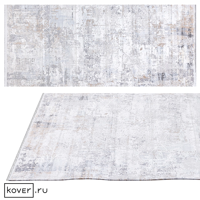 Abstract Graphic Modern Bamboo Silk Rug 3D model image 1