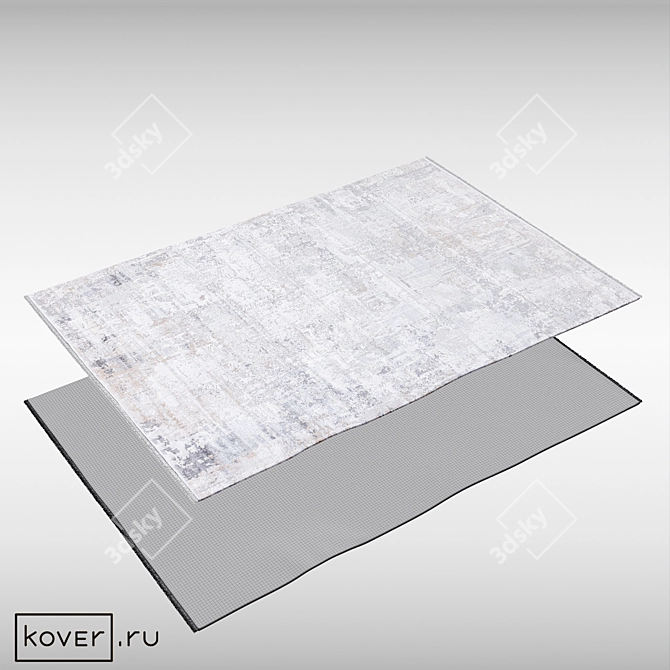 Abstract Graphic Modern Bamboo Silk Rug 3D model image 2