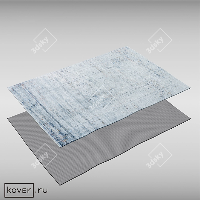 Artistic Silk Floral Area Rug 3D model image 2