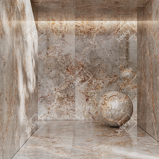 Luxury Stone Marble Brown Tiles 3D model image 1