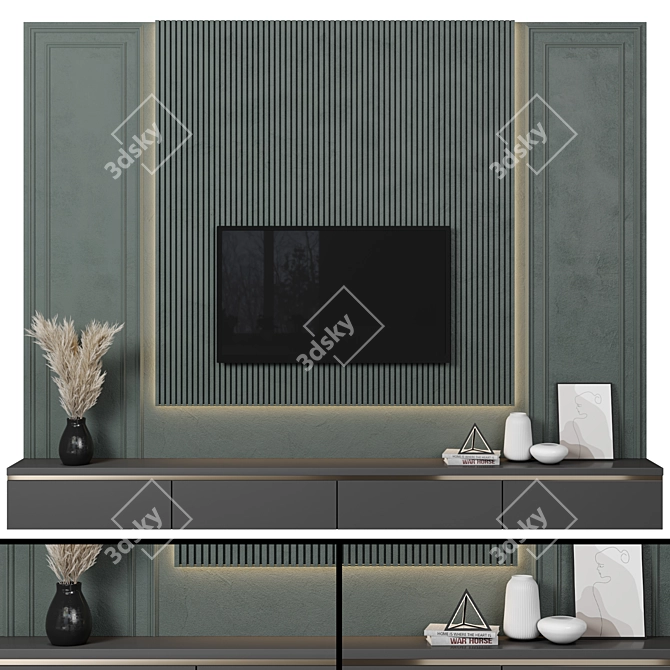 Modular TV Wall Unit Set 3D model image 1