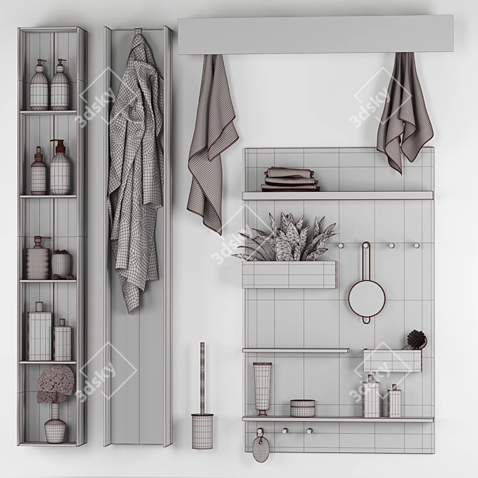  Modern Bathroom Accessories Set 3D model image 4