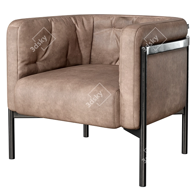 Elegant Steel Frame Club Armchair 3D model image 1