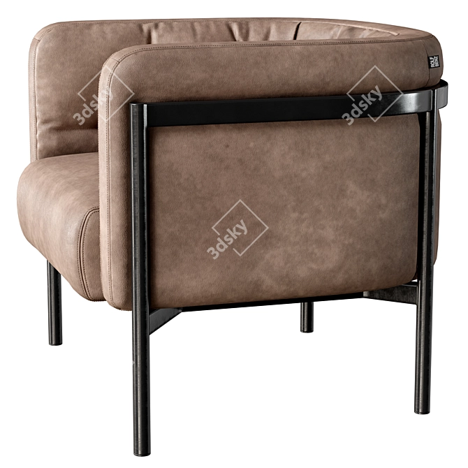 Elegant Steel Frame Club Armchair 3D model image 2