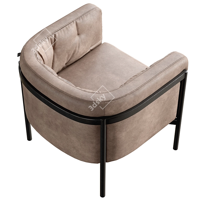 Elegant Steel Frame Club Armchair 3D model image 3