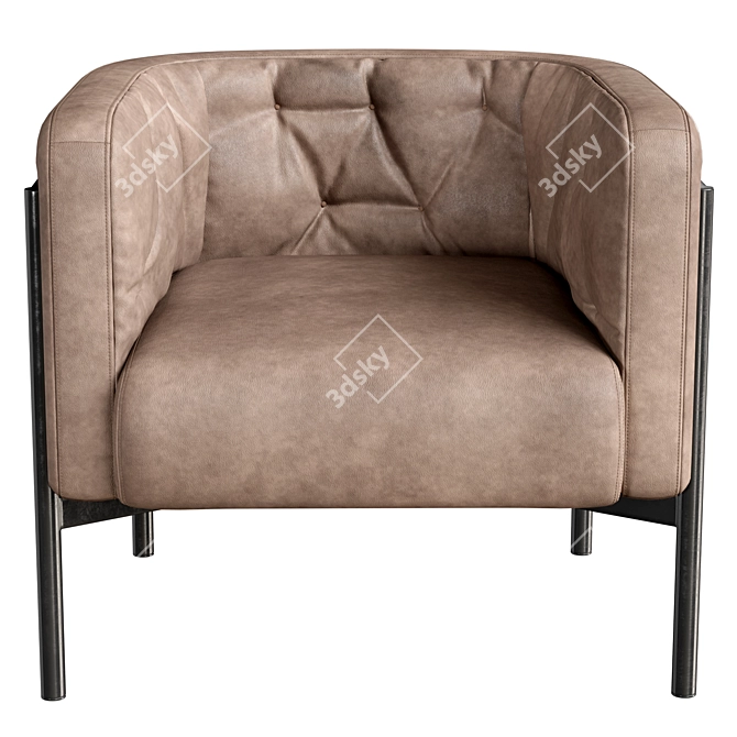 Elegant Steel Frame Club Armchair 3D model image 4