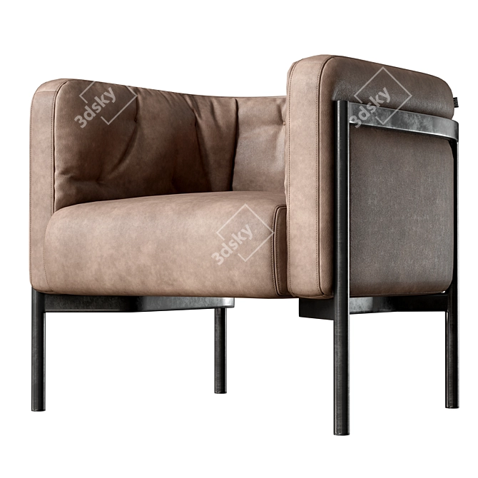 Elegant Steel Frame Club Armchair 3D model image 5