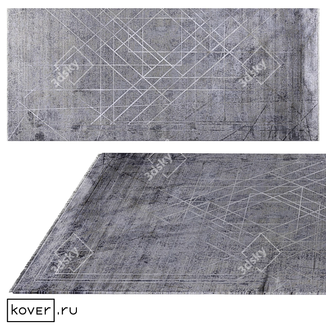 Graphic Deco Silk Rug | Modern Design 3D model image 1