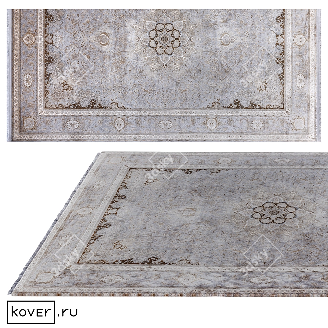 Floral Silk Bamboo Rug Iran 3D model image 1