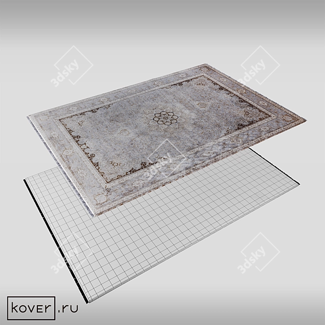 Floral Silk Bamboo Rug Iran 3D model image 2