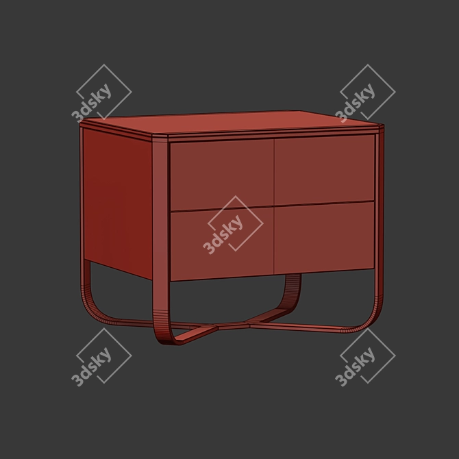 Modern Bedside Table Soft Geometry 3D model image 2