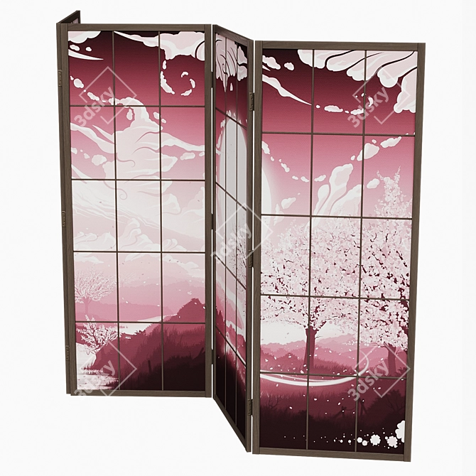 Japanese Style Folding Screen 3D model image 3