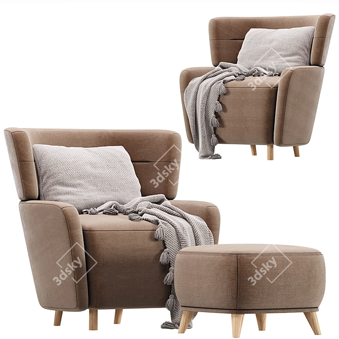  Elegant Velvet Armchair Audril 3D model image 3