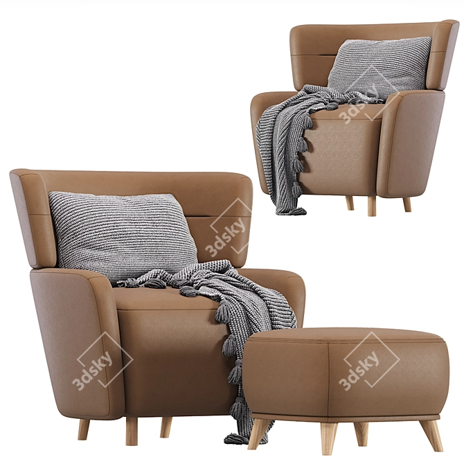  Elegant Velvet Armchair Audril 3D model image 5