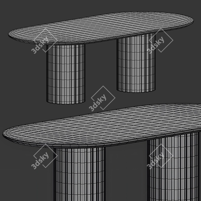 Modern Oak Oval Dining Table 3D model image 2