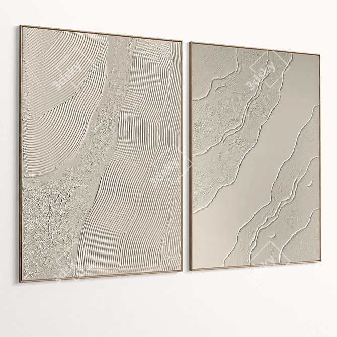 Plaster Dual Photo Frame Set 3D model image 2