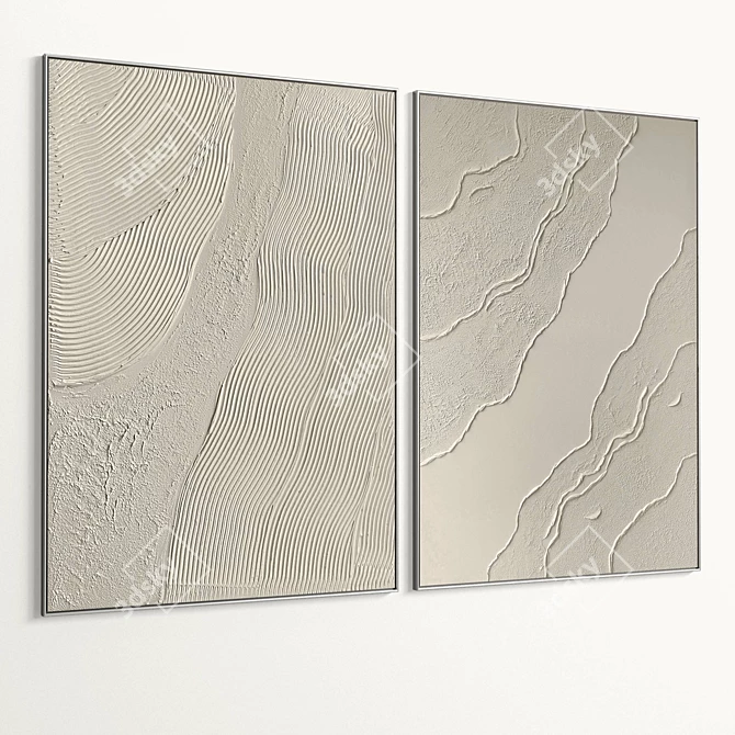 Plaster Dual Photo Frame Set 3D model image 4